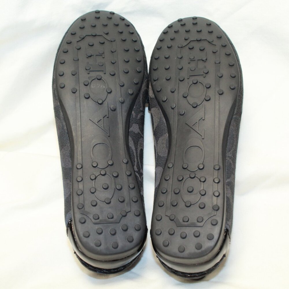 Coach Size 9 B Black Logo W Patent Leather Trim FORTUNATA Slip On Moc Toe Flats - Picture 5 of 11